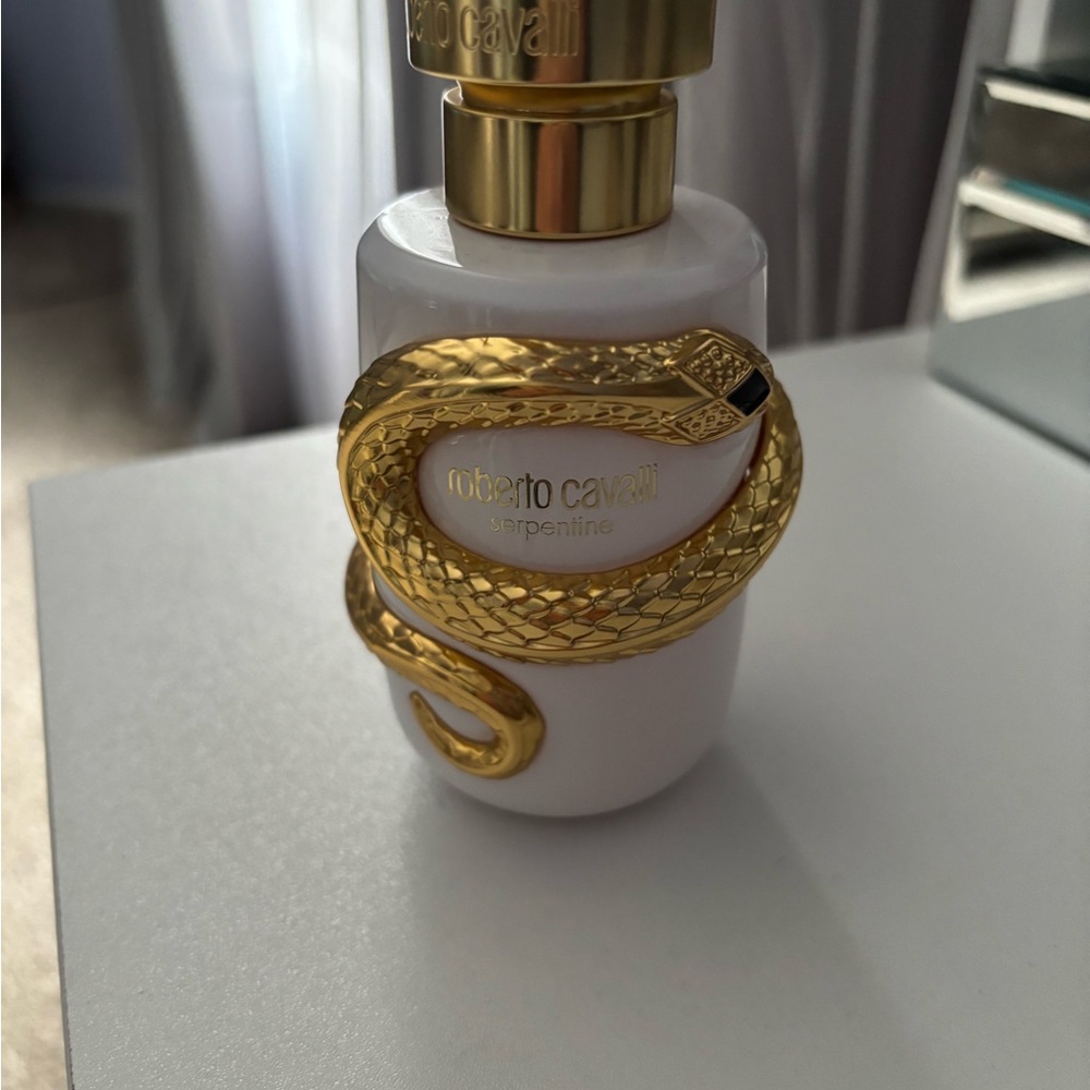 Roberto Cavalli White and Gold Perfume Bottle